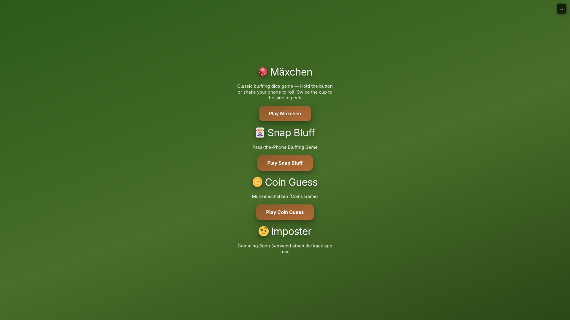 Games Landing Page
